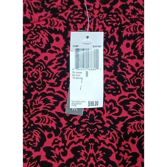 NWT Chelsea & Theodore Embroidered Black & Red Velvet Midi Dress Size Medium - Picture 5 of 7